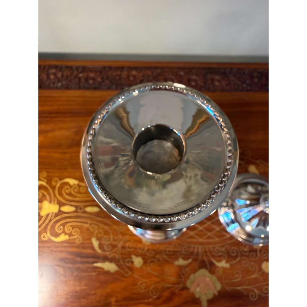Bombay Silver Tone Candlestick Holders • Set of 2 Fluted Taper Candle Holders - Picture 9 of 16